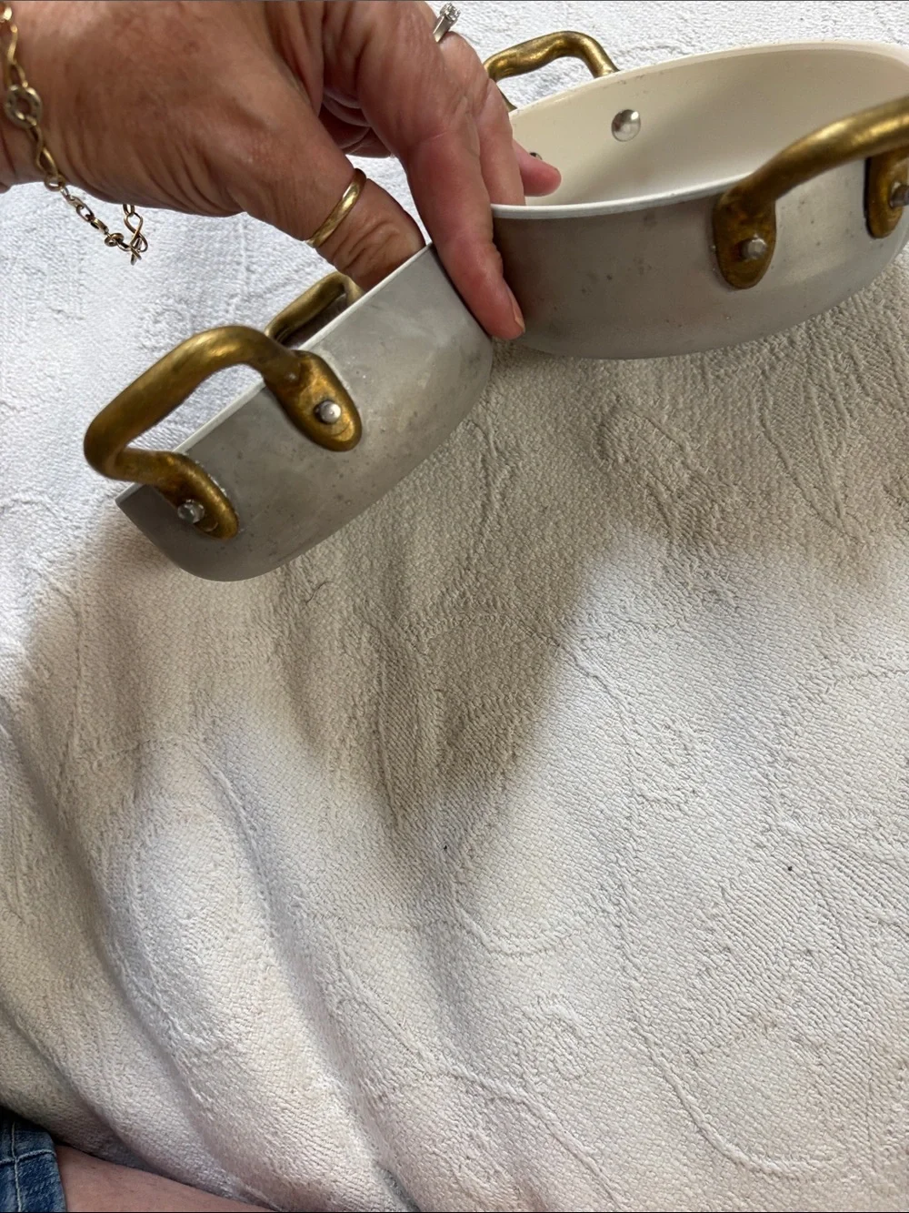 Set of 2 paderno world cuisine Mini Pots with Gold Handles
